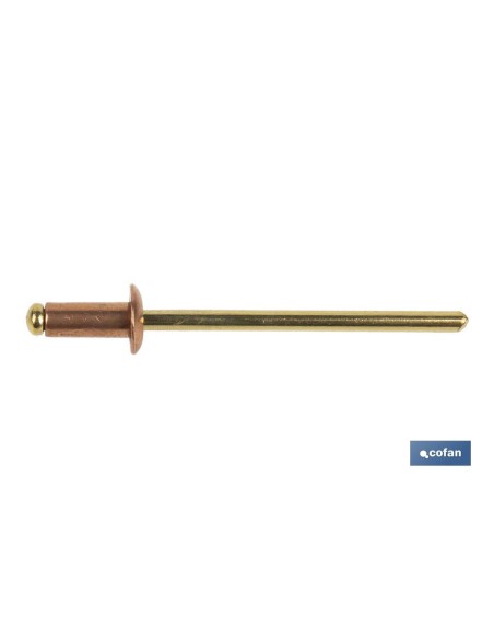 Pack mit 500 Kupfer-Messing-Rivets 4 x 12 mm für elektrische Verbindungen