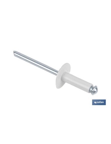 Pacote de 500 rebites flor com asa larga 4 x 20 mm branco
