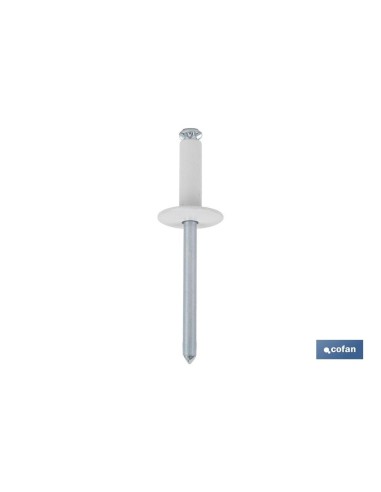 Pack 250 unidades remache flor cabeza ancha blanco 4,8 x 16 mm