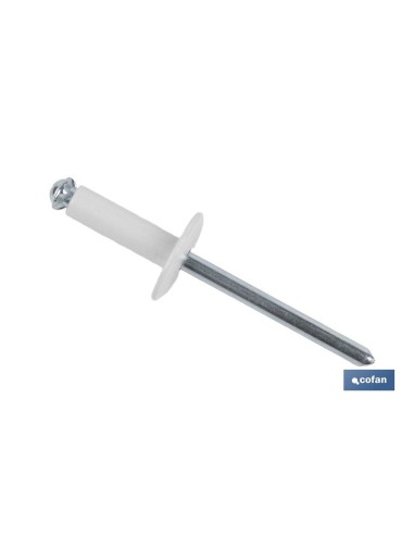 Pack mit 250 breiten Kopf-Blumenrivet weiß 4,8 x 20 mm