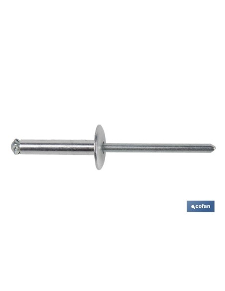 Pacco da 250 unità rivetti fiore testa larga 4,8 x 22 mm