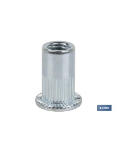 Pack 100 tuercas remachables ranuradas anchas acero M12