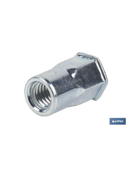 Pack of 500 semi-hexagonal blind rivet nuts steel M5 x 14