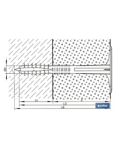 Pack of 200 units insulation panel fixing plugs 10x100 2