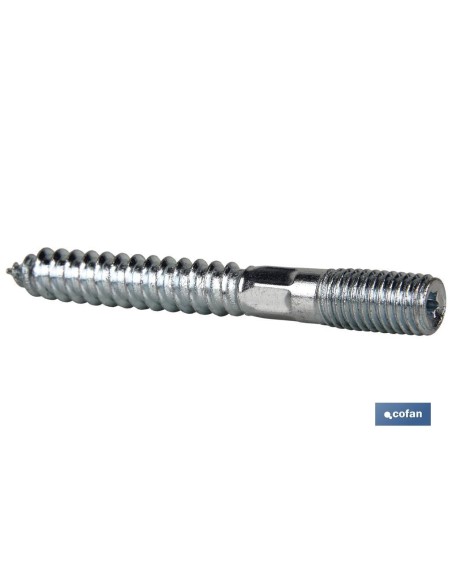Pack of 100 double-threaded zinc-coated studs M8x50 with Torx drive