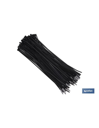 Pack 100 bridas nylon negro 2,5 x 200 mm con cabeza reforzada