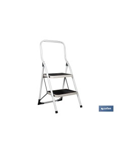 Scala domestica in acciaio 2 gradini, altezza 46 cm