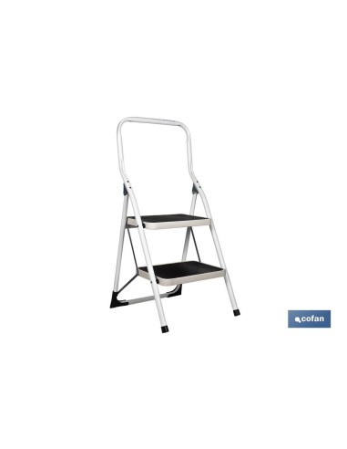 Scala domestica in acciaio 2 gradini, altezza 46 cm