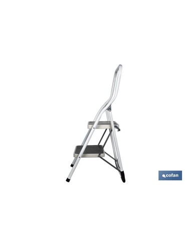 Scala domestica in acciaio 2 gradini, altezza 46 cm
