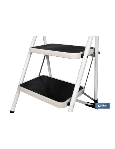 Scala domestica in acciaio 2 gradini, altezza 46 cm