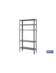 Graue Metallregal mit 5 verstellbaren Regalen 180x90x30 cm