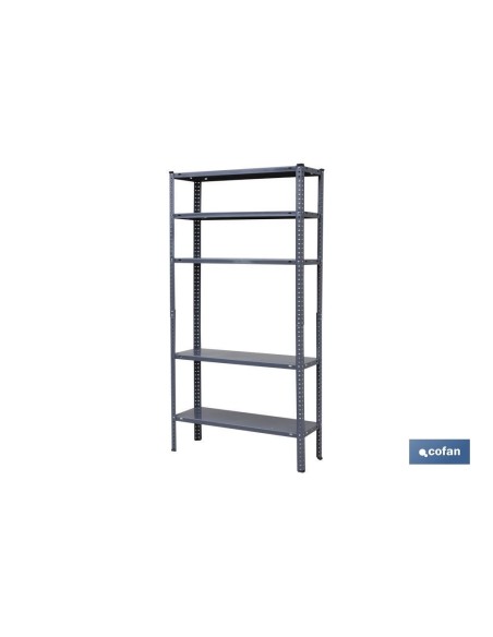 Scaffale metallico grigio con 5 ripiani regolabili 180x90 cm