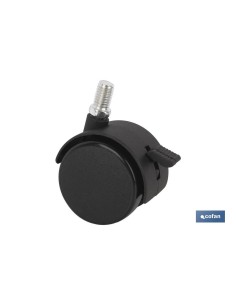 Pack of 4 plastic wheels Ø40mm with brake and screw 8x15