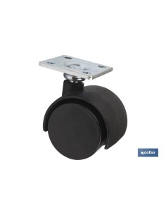 Pack of 4 plastic wheels Ø50mm with plate