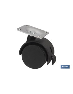Pack mit 4 Kunststoffrädern Ø50mm mit Platte und Bremse