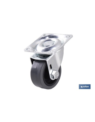 Pack 4 ruedas de goma gris con placa Ø40x18mm para mobiliario
