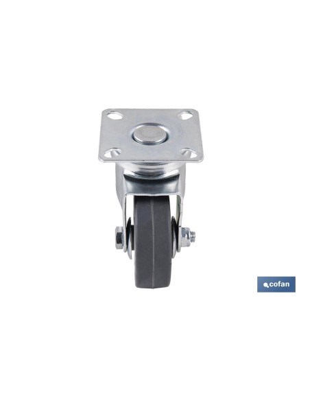 Pack of 4 Gray Rubber Wheels with Plate Ø50x18mm