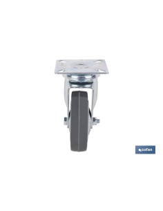 Pacote 2 unidades roda de borracha cinza placa Ø75x22mm 2