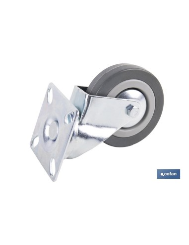 Pacote 2 unidades roda de borracha cinza placa Ø75x22mm