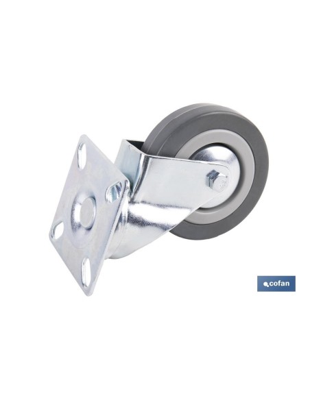 Pacote 2 unidades roda de borracha cinza placa Ø75x22mm