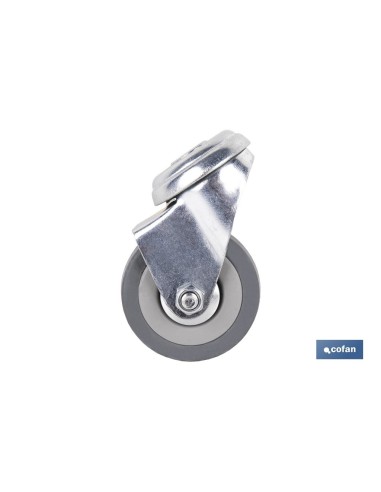 Pack 4 ruedas de goma gris pasante Ø50x18mm para mobiliario