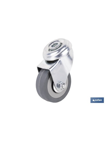 Pack 4 ruedas de goma gris pasante Ø50x18mm para mobiliario
