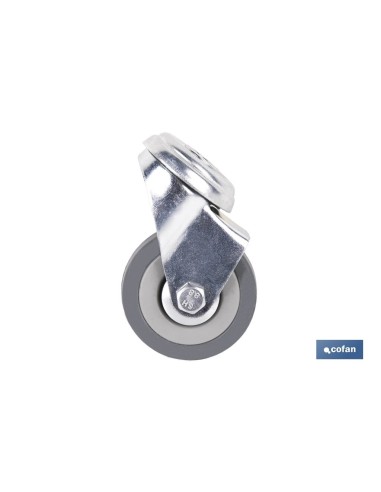 Pack 4 ruedas de goma gris pasante Ø50x18mm para mobiliario