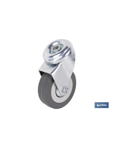 Pack of 2 Gray Rubber Wheels with Bolt Ø65x21mm