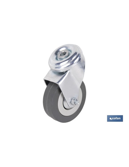 Pack of 2 Gray Rubber Wheels with Bolt Ø65x21mm
