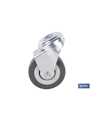 Pack of 2 Gray Rubber Wheels with Bolt Ø65x21mm
