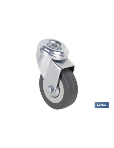 Pack of 2 Gray Rubber Wheels with Bolt Ø65x21mm