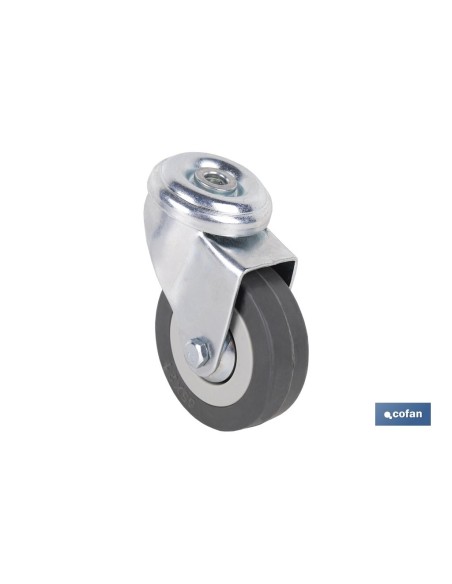 Pack of 2 Gray Rubber Wheels with Bolt Ø65x21mm