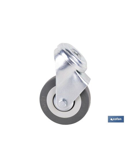 Pack of 2 Gray Rubber Wheels with Bolt Ø65x21mm
