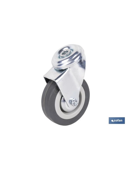 Pacote com 2 unidades roda de borracha cinza passante Ø75x22mm