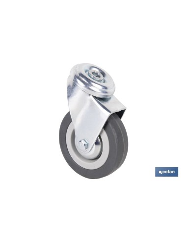 Pacote com 2 unidades roda de borracha cinza passante Ø75x22mm