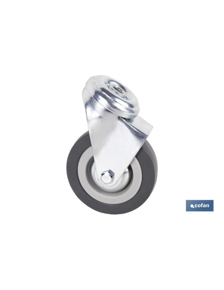 Pacchetto di 2 ruote in gomma grigia con bullone Ø75x22mm