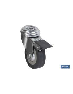 Pack of 4 Gray Rubber Wheels with Brake Ø40 x 18 mm