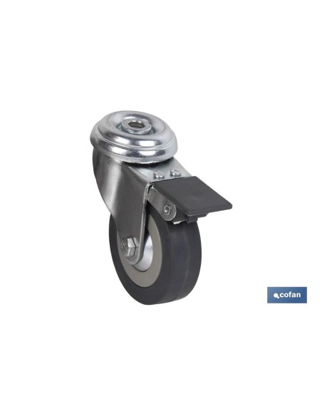 Pack de 2 Roues en Caoutchouc Gris avec Frein Ø65 x 22 mm