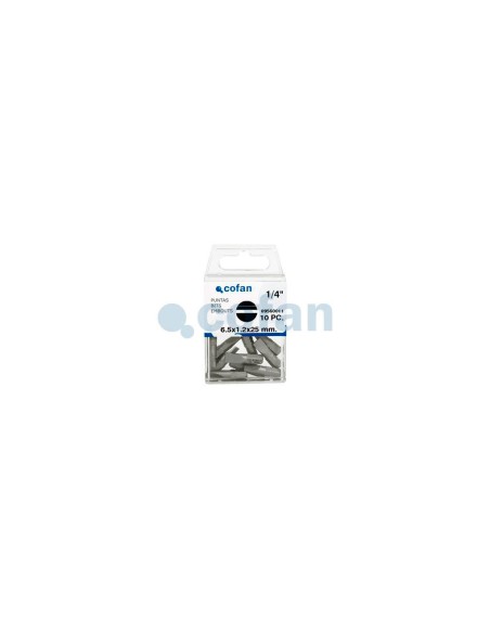 Pack of 10 flat straight bits 8x1.6 25mm for screwdriver