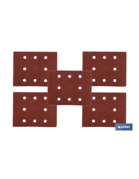 Pack of 5 sanding sheets for orbital sander 8 holes 114 x 140 mm G 80