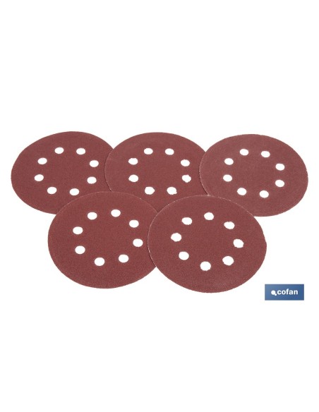 Pack of 5 sanding discs for orbital sander 8 holes Ø125 mm G 80