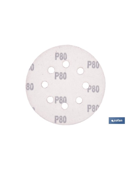 Pack of 5 sanding discs for orbital sander 8 holes Ø125 mm G 80