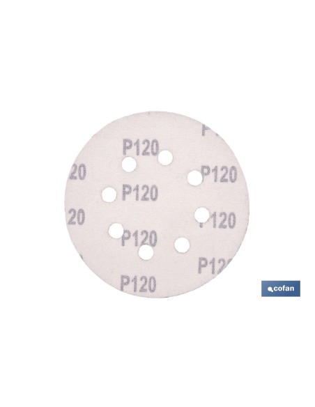 Pacote com 5 unidades de disco de lixa para lixadeira orbital 8 furos Ø125 mm G 120