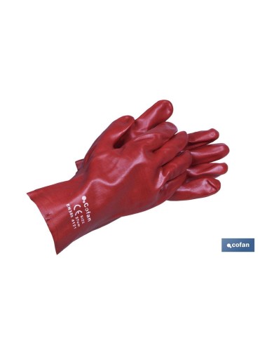 Pack 12 Guantes de PVC Rojo 27 cm para Protección Química