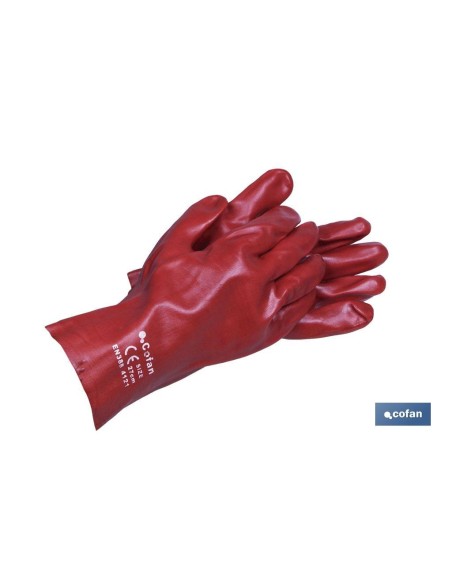 Pack 12 Guantes de PVC Rojo 27 cm para Protección Química