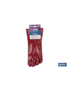 Pack 12 Guantes PVC Estanco Rojo 35 cm para Protección 2