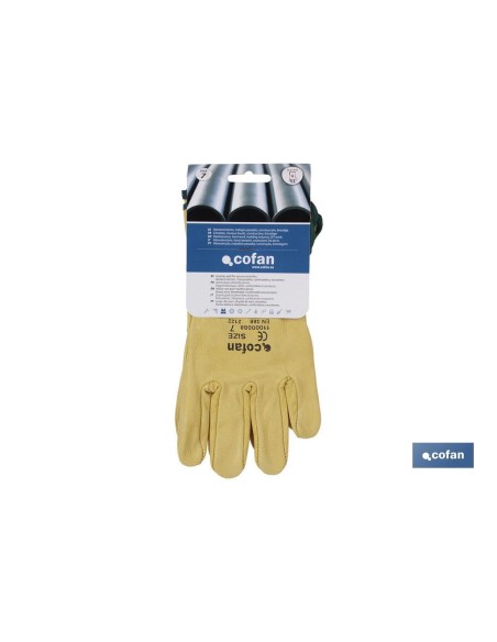 Pack of 12 yellow cowhide gloves T-10 for work