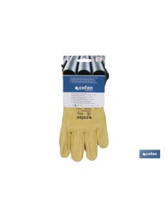 Pack of 12 yellow cowhide gloves T-7 with flat thumb 2