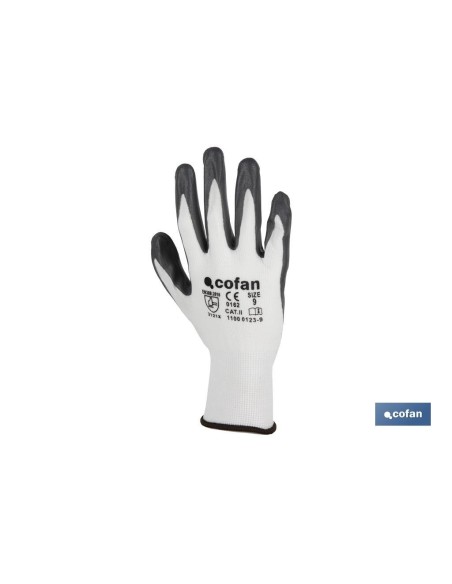 Pacchetto da 12 Guanti 100% Poliestere Impregnati in Nitrile Grigio T-10