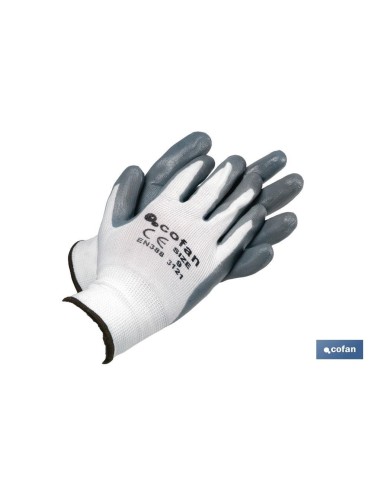 Pack mit 12 100% Polyesterhandschuhen mit grauer Nitrilbeschichtung T-7